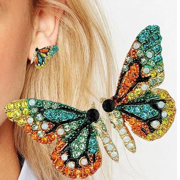 Fairy Sweet Fashion Retro Earrings Butterfly Diamond Stud Earrings Princess Earrings Woman