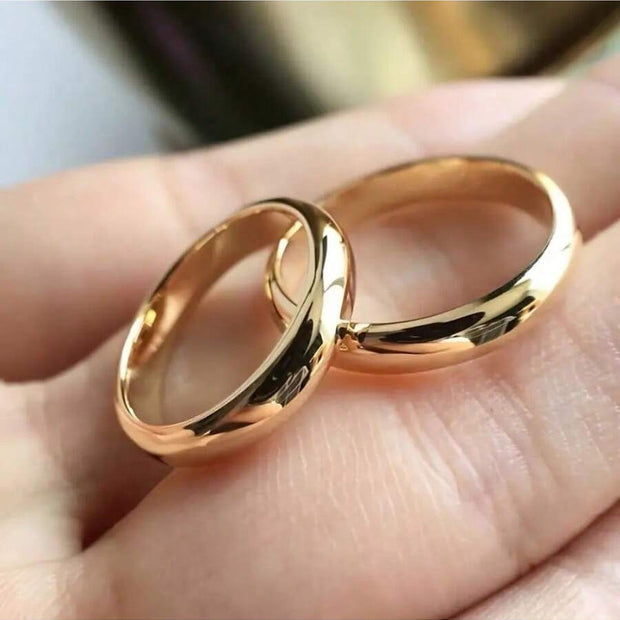 18K Gold Plated Stainless Steel Simple Elegant Wedding Engagement Rings for Women - Ideal Valentine'S Day Gift - Smooth Rings without Stones for Daily Wear and Weddings