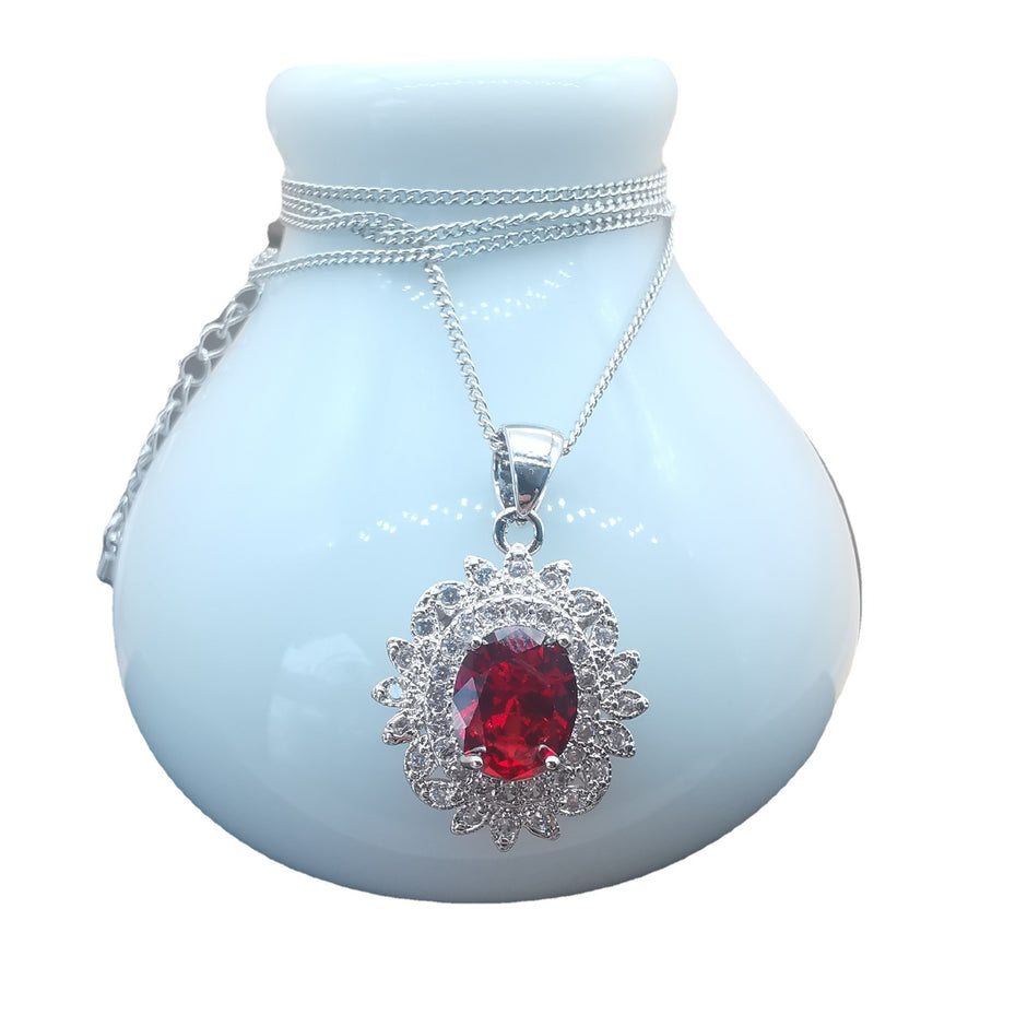 Four-Piece Jewelry Set Luxurious Temperament Garnet Red