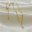 Cross Chain Pearl Necklace