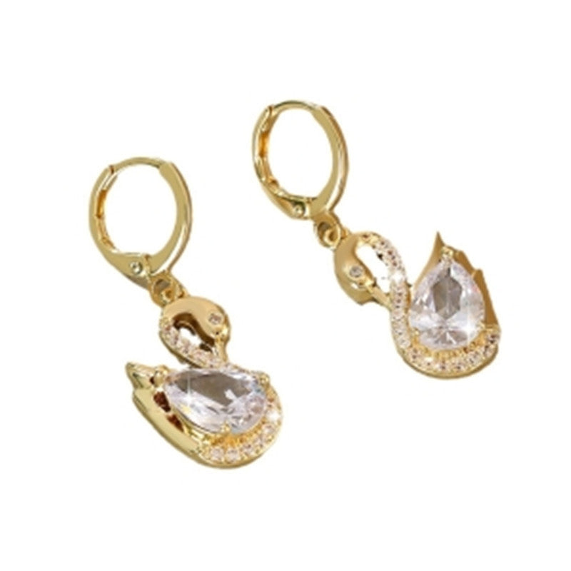 Sweet Rhinestone Swan Earrings Ins Fashion Earrings for Women Jewelry