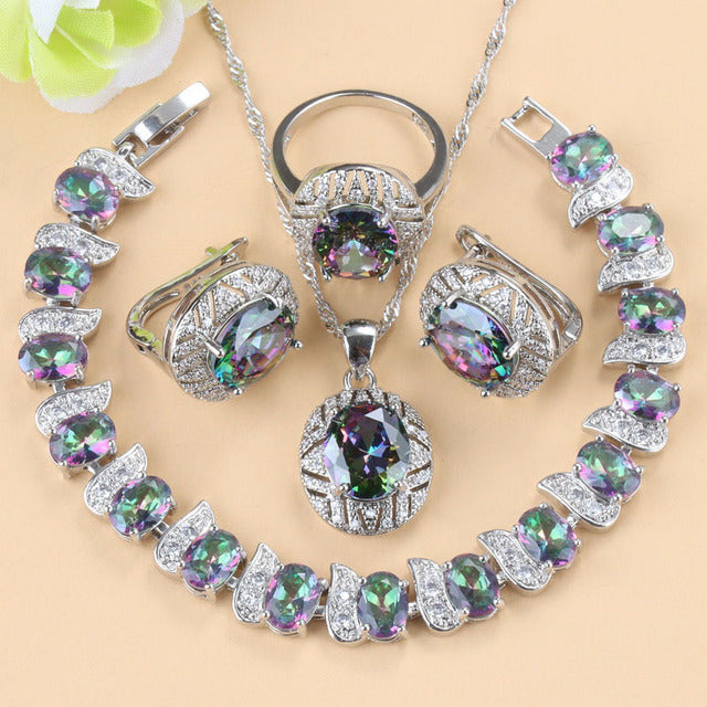 Mixed Gemstone Jewelry Set - 4-Piece Collection