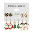 Fashion Cartoon Christmas Earring Set Female Snowflake Tree Snowman Bell Earring Fashion Christmas Ball Earring Jewelry Gifts