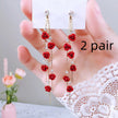 Flower Long Earrings Wild Red Rose Flower Long Rhinestone Tassel Earrings Earrings