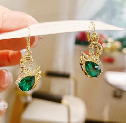 Sweet Rhinestone Swan Earrings Ins Fashion Earrings for Women Jewelry