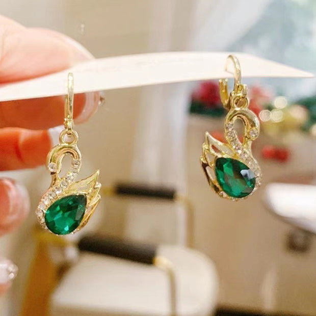 Sweet Rhinestone Swan Earrings Ins Fashion Earrings for Women Jewelry