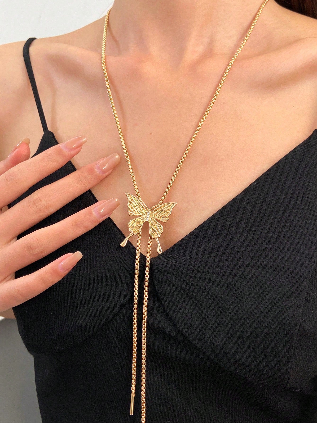 1Pc Geometric Charm Y Lariat Necklace, Stainless Steel Jewelry