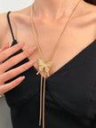 1Pc Geometric Charm Y Lariat Necklace, Stainless Steel Jewelry