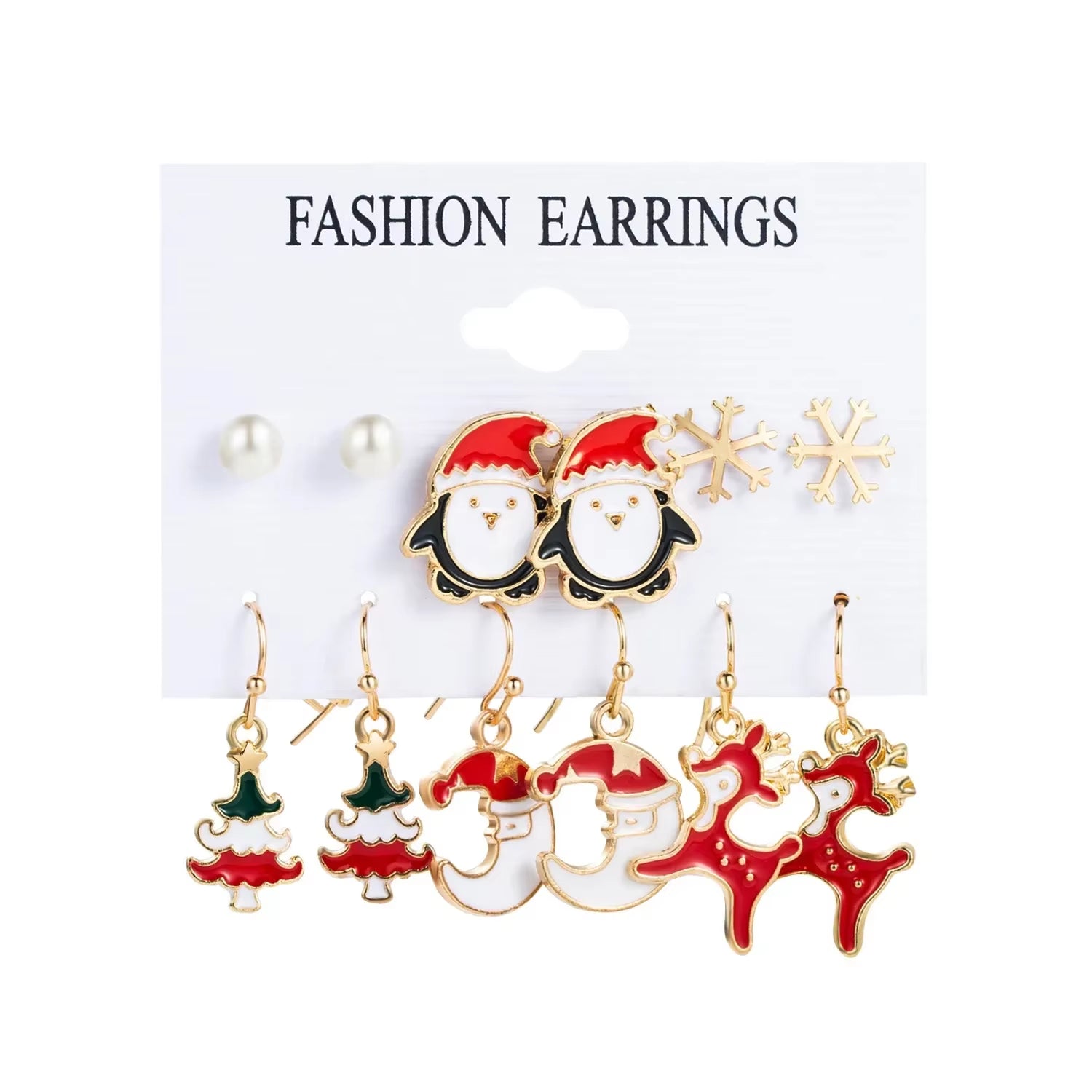 Fashion Cartoon Christmas Earring Set Female Snowflake Tree Snowman Bell Earring Fashion Christmas Ball Earring Jewelry Gifts