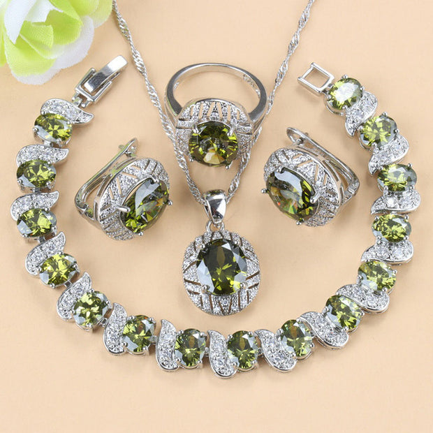 Mixed Gemstone Jewelry Set - 4-Piece Collection
