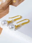 1Pair White Faux Pearl Drop Dangle Earrings for Women Girls Exquisite Daily Jewelry Elegant Wedding Holiday Gift