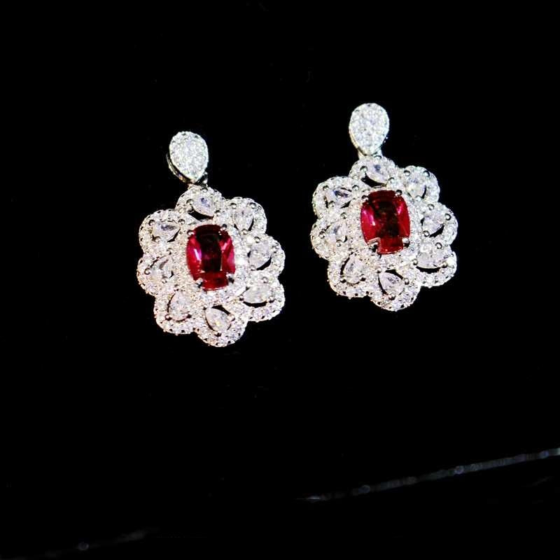 Ruby Jewelry Set - Necklace, Ring & Stud Earrings