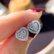 Rhinestone Love Stud Earrings for Women Temperament Fashion Heart-Shape Earrings