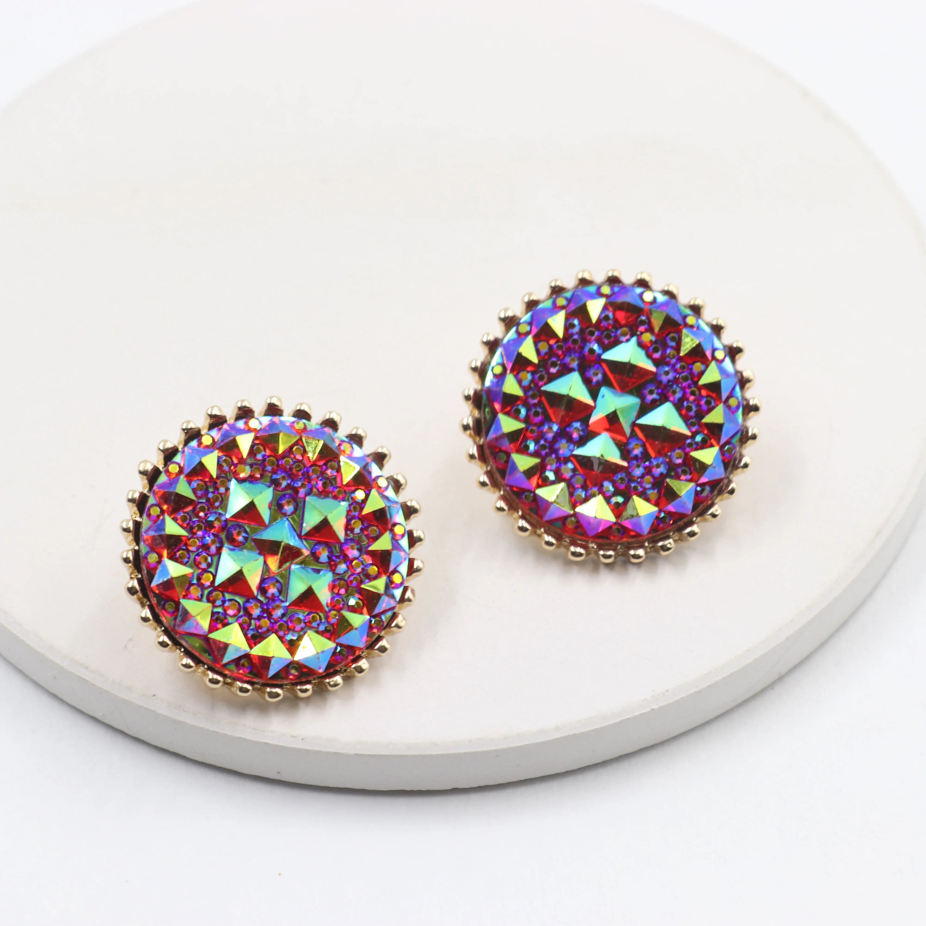 Rhinestone Iridescence Flash Exaggerated Earrings for Women Wedding Party Club Sexy Fashion Jewelry Accessories Brincos