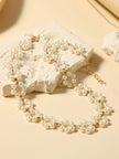 Faux Pearl Beaded Flower Decor Necklace Valentines,Mom,Mother,Mother'S Day,Gift