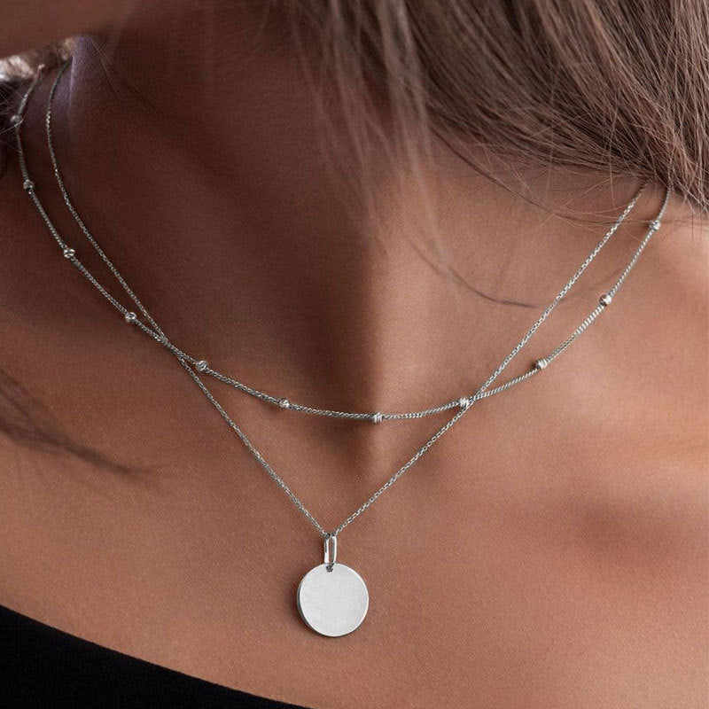 Double Disc Round Bead Necklace