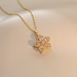 Rotating Rhinestone Flower Necklace