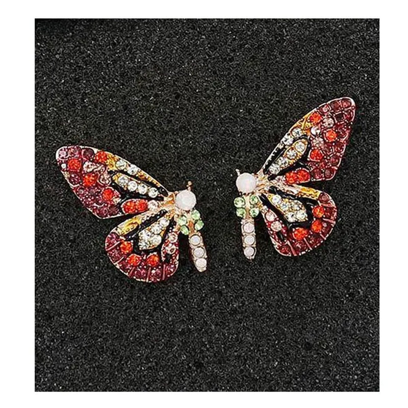 Fairy Sweet Fashion Retro Earrings Butterfly Diamond Stud Earrings Princess Earrings Woman
