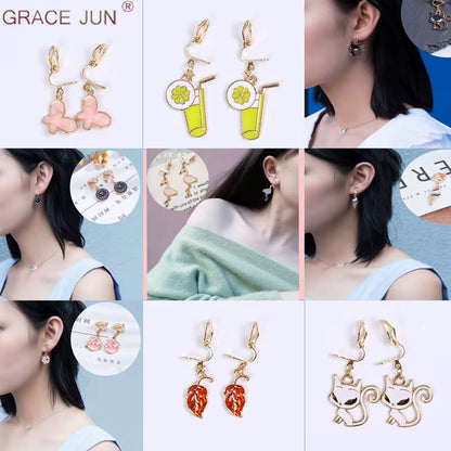 Korea Style Cute Clip on Earrings Non Pierced Earrings for Kids Party Charm Ear Cuffs Earrings No Hole Earrings New