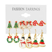 Fashion Cartoon Christmas Earring Set Female Snowflake Tree Snowman Bell Earring Fashion Christmas Ball Earring Jewelry Gifts