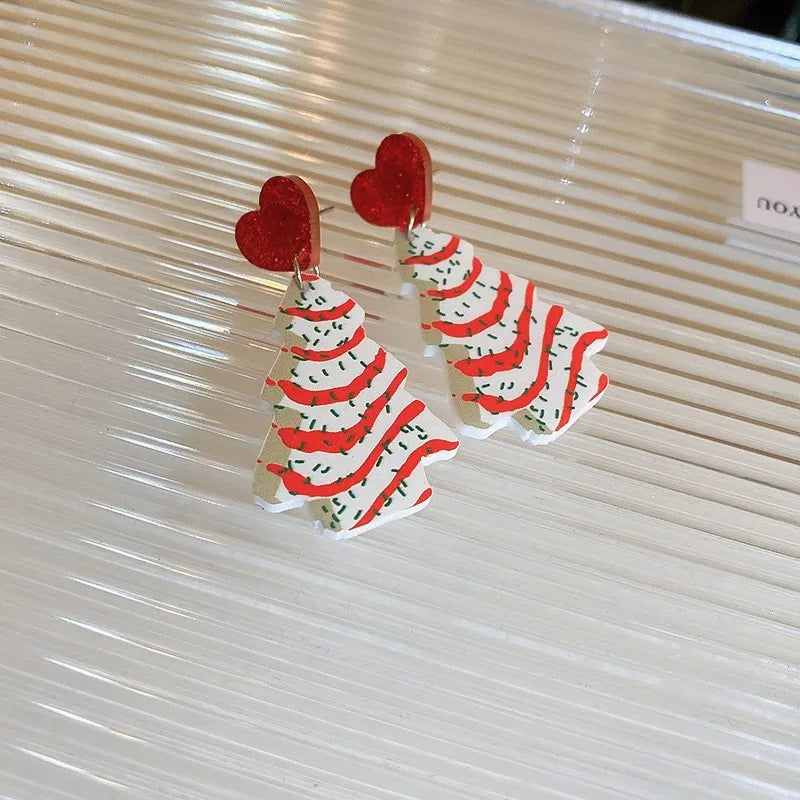 1Pair Christmas Tree Acrylic Dangle Earrings, Christmas Holiday Party Gift
