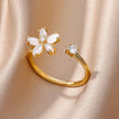 Crystal Zircon Flower Open Ring