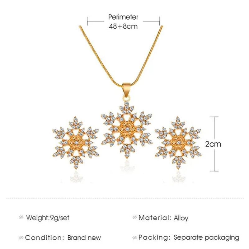 3 Pcs/Set Snowflake Necklace Earrings Christmas Luxury Jewelry Set Accessories Christmas Valentine'S Party Gifts 2021 New