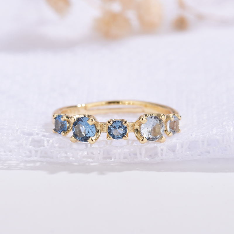 Gradient Blue Topaz & Zircon Ring