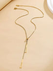 1Pc Geometric Charm Y Lariat Necklace, Stainless Steel Jewelry