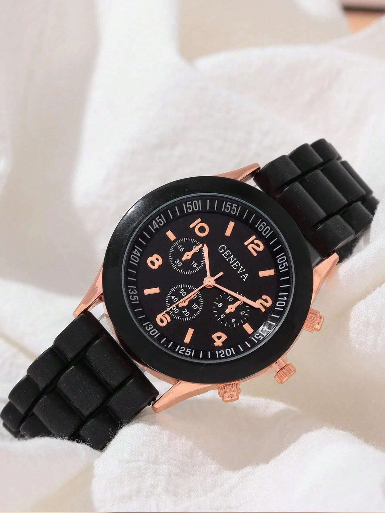 5Pcs Cute White Silicone Watch Girls Quartz Watch Necklace Bracelet Earrings Jewelry Jewelry Set Halloween Gift Christmas Gift Friends the Best Choice