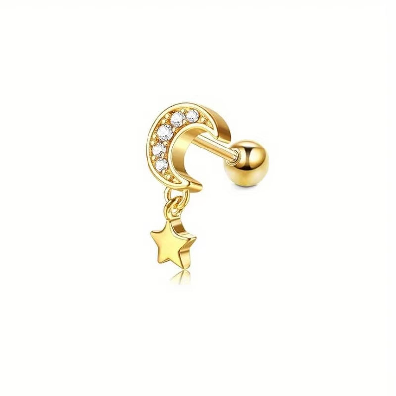 1Pc Stainless Steel 16G Cartilage Earrings Stud Hypollergenic Stainless Steel Stud Earrings Butterfly Heart Piercing