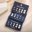 15 Pcs of Earrings Simple Basic Geometric Type Sixclaw Crystal Zircon Earrings Set Retro Temperament Fake-Pearl Earrings