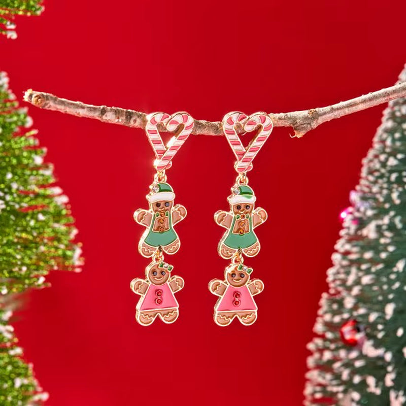 Fashion Christmas Green Bowknot Bell Pendant Earrings for Women Exquisite Elk Wind Chimes Dangle Earrings New Year Xmas Gifts