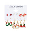 Fashion Cartoon Christmas Earring Set Female Snowflake Tree Snowman Bell Earring Fashion Christmas Ball Earring Jewelry Gifts