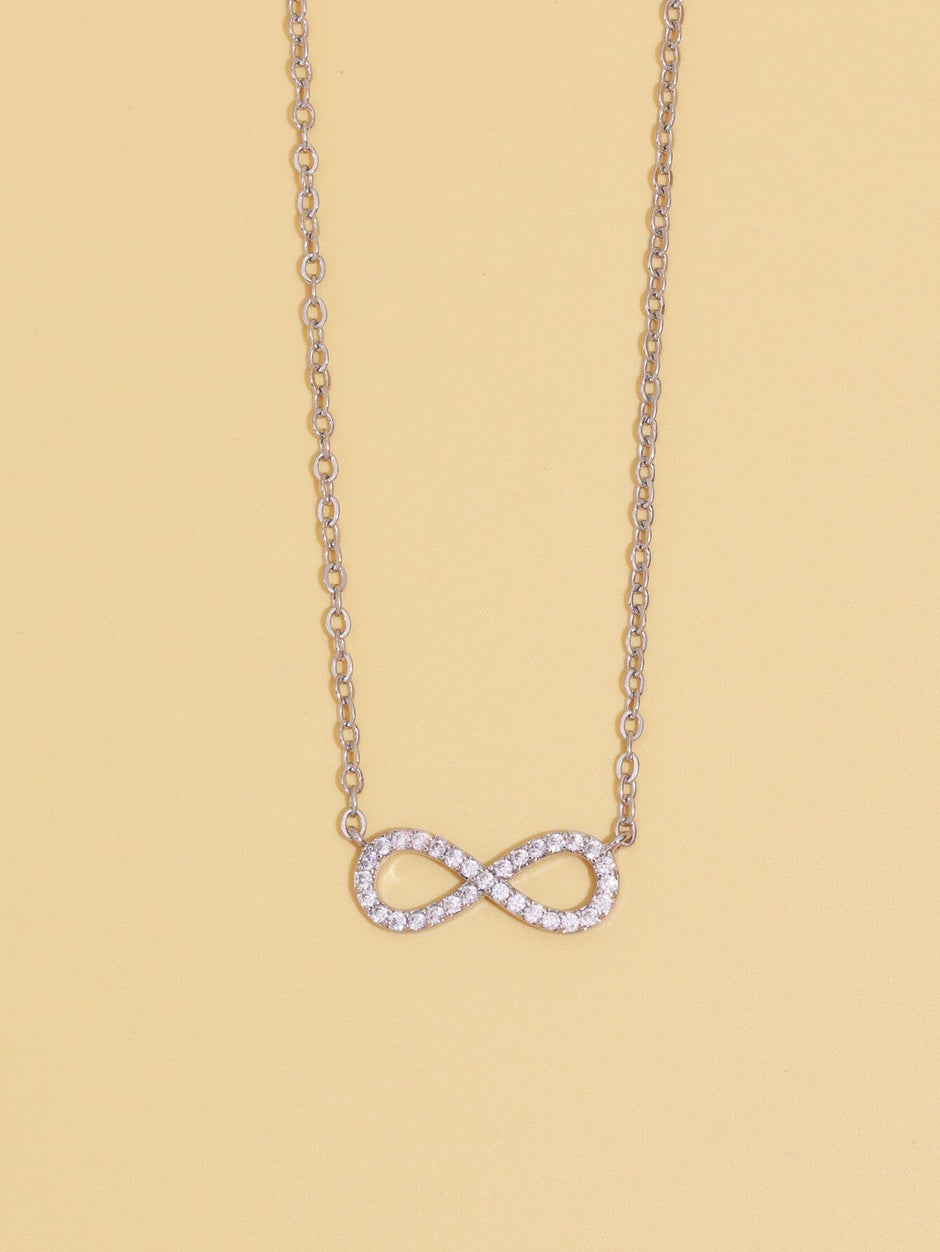 1Pc Cubic Zirconia Infinity Symbol Charm Necklace Copper Jewelry