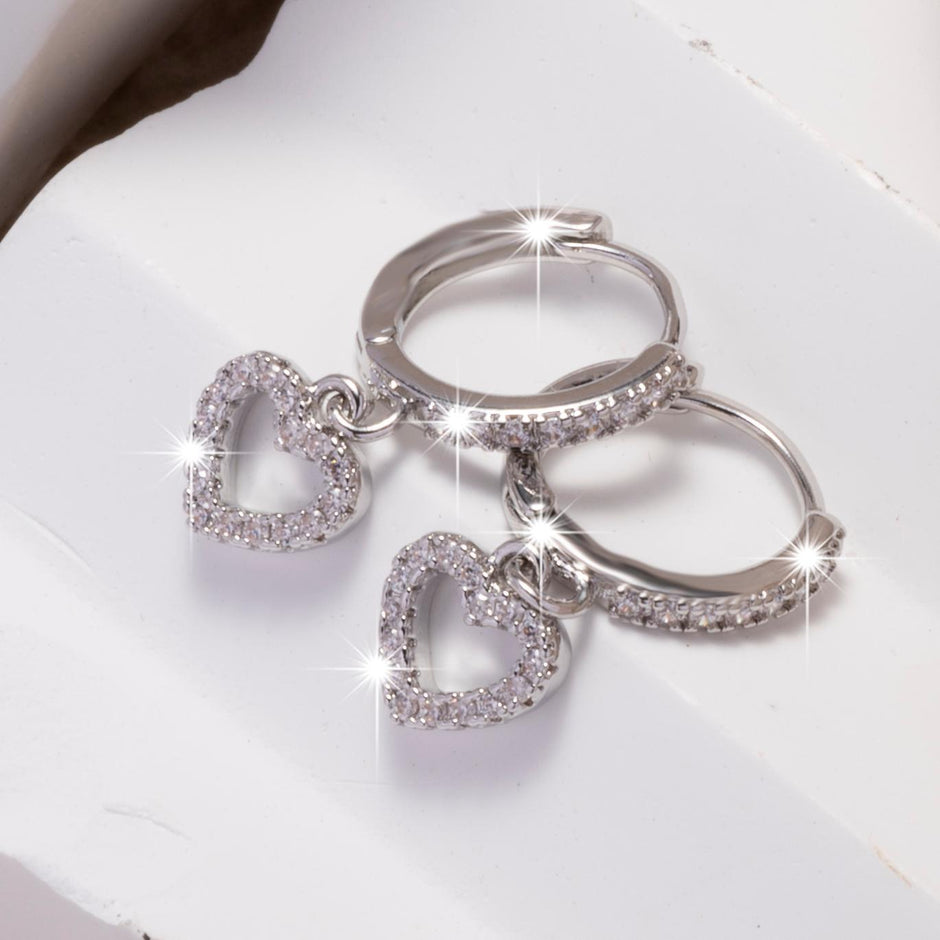 Heart Zircon Drop Earrings
