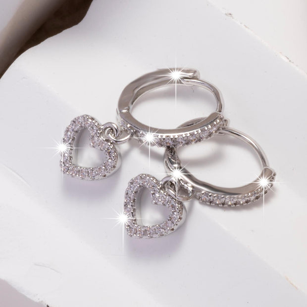 Heart Zircon Drop Earrings