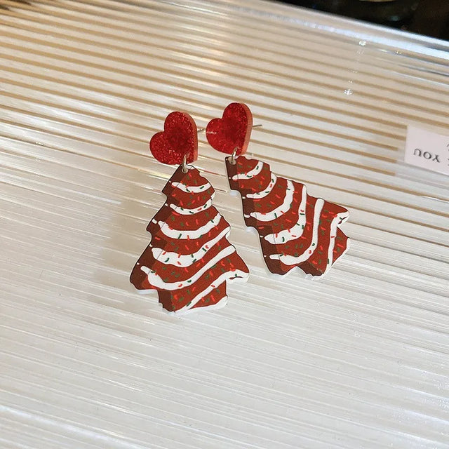 1Pair Christmas Tree Acrylic Dangle Earrings, Christmas Holiday Party Gift