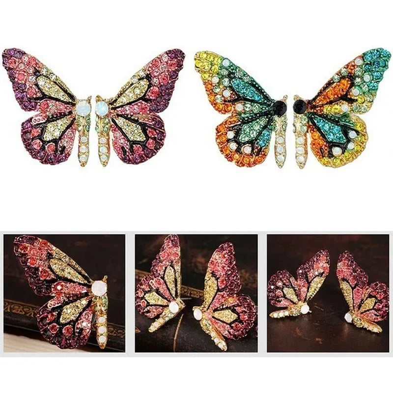 Fairy Sweet Fashion Retro Earrings Butterfly Diamond Stud Earrings Princess Earrings Woman
