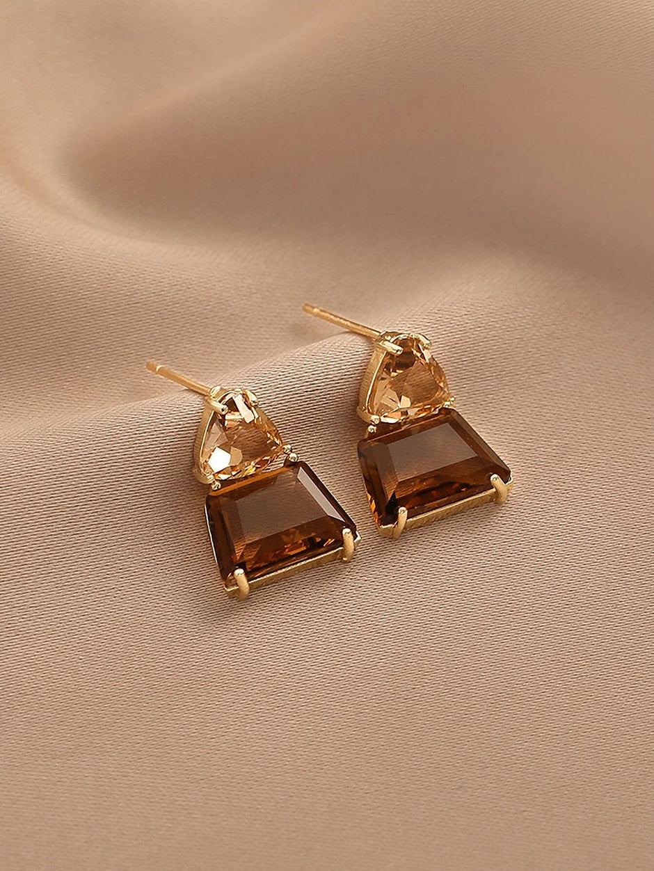 Andkiss 1Pair Square Shaped Cubic Zirconia Stud Earrings