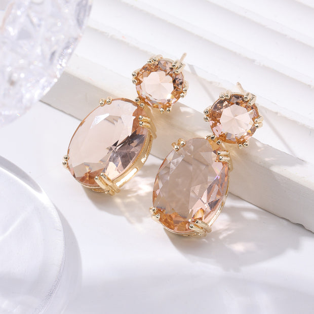 Oval Rhinestone Drop Earrings