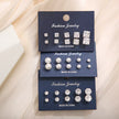 15 Pcs of Earrings Simple Basic Geometric Type Sixclaw Crystal Zircon Earrings Set Retro Temperament Fake-Pearl Earrings