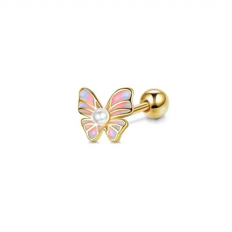 1Pc Stainless Steel 16G Cartilage Earrings Stud Hypollergenic Stainless Steel Stud Earrings Butterfly Heart Piercing