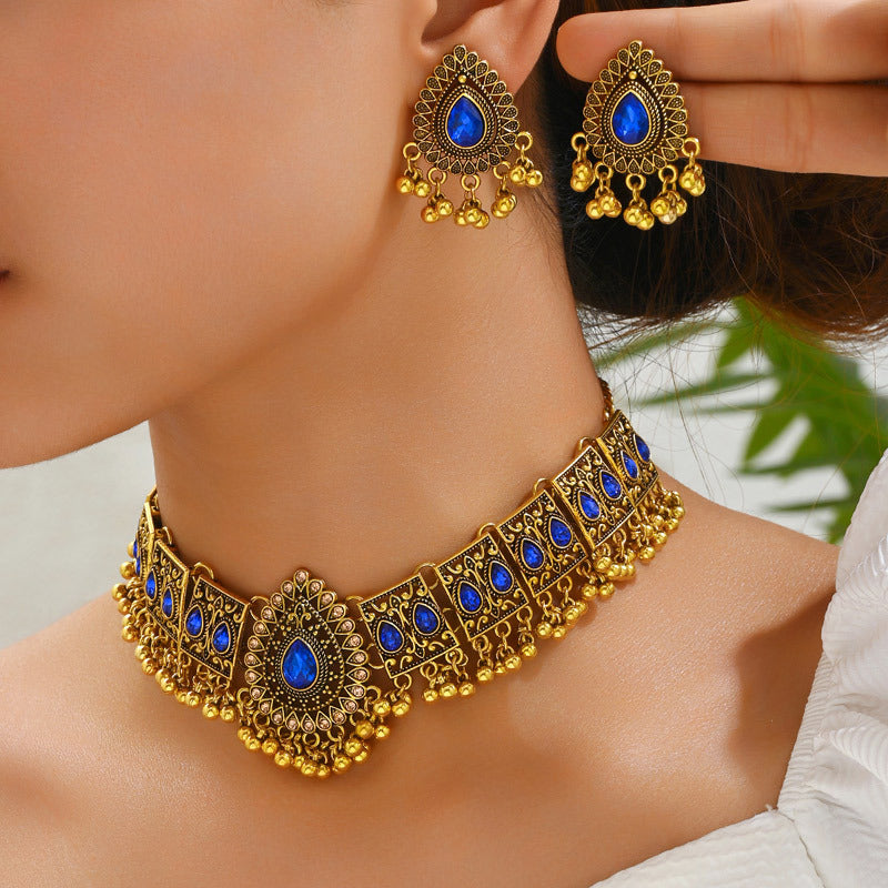 Peacock Teardrop Jewelry Set - Necklace & Earrings