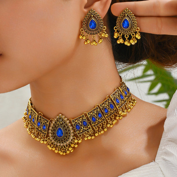 Peacock Teardrop Jewelry Set - Necklace & Earrings