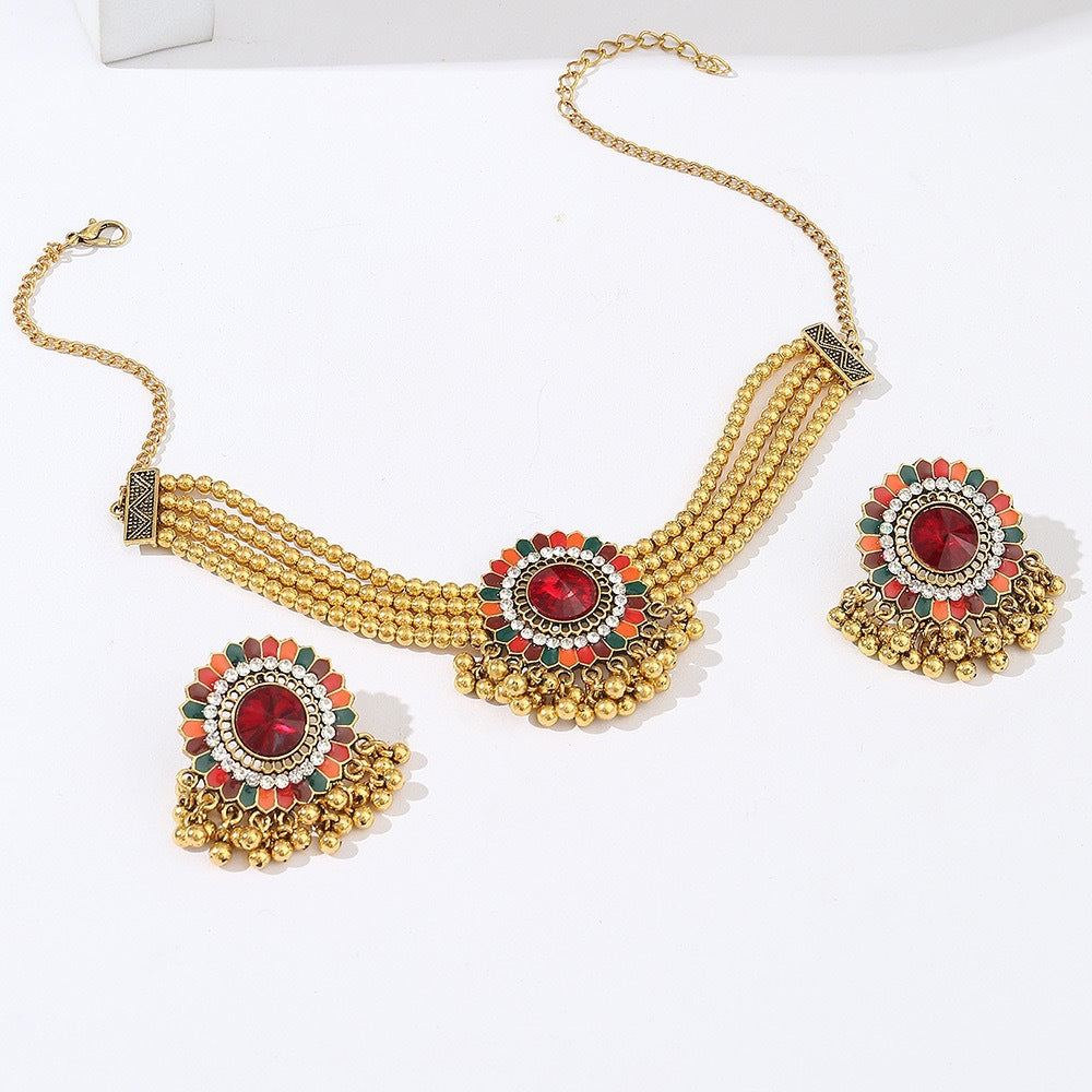 Bohemian Floral Ball Bead Jewelry Set