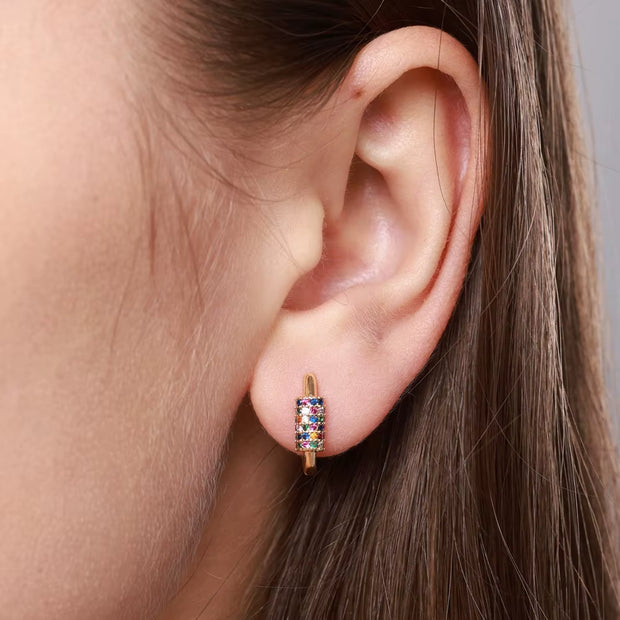 Colored Zirconia Hoop Earrings for Women 2024 Trending New Stainless Steel Earrings Couple Luxury Brand Jewelry Pendientes Mujer