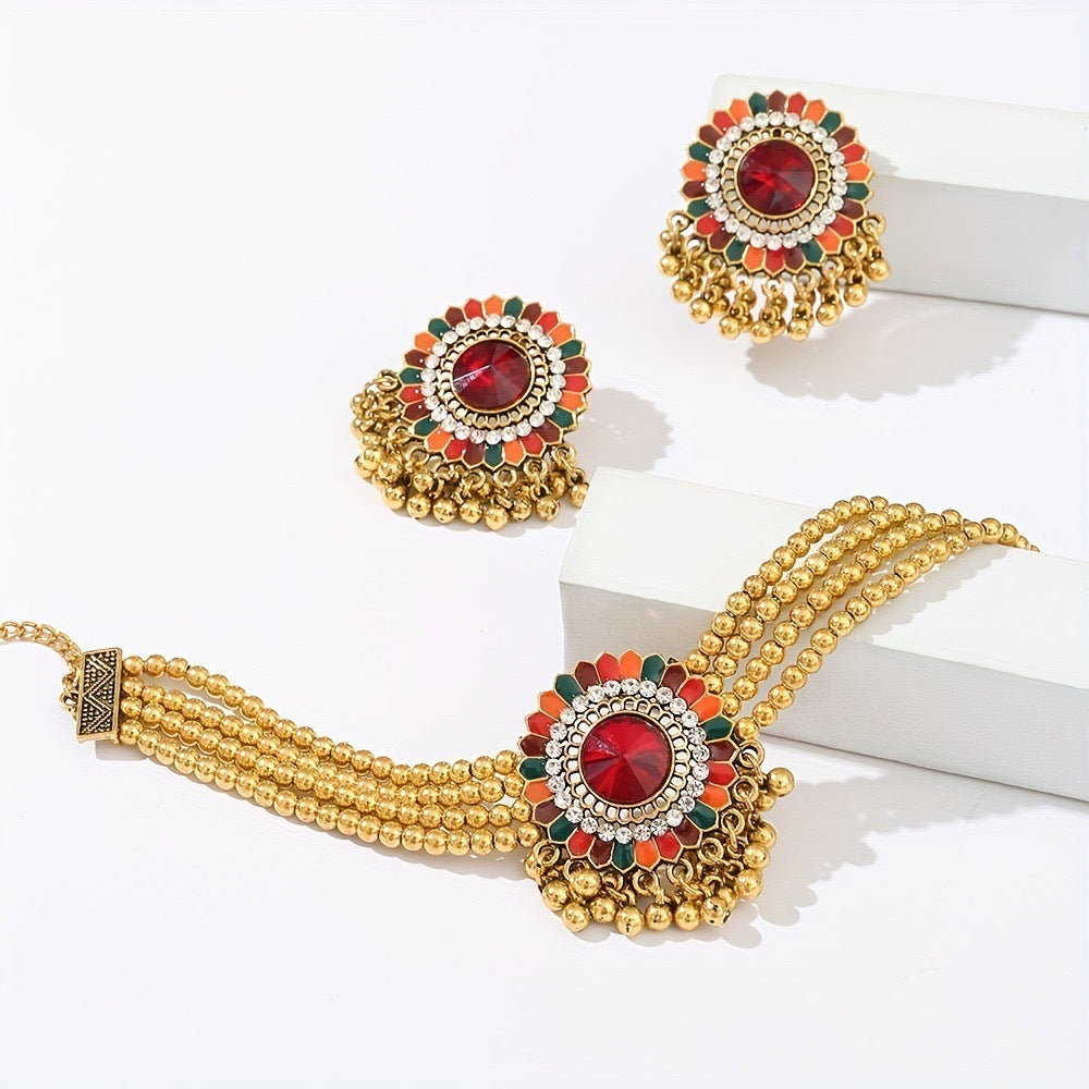 Bohemian Floral Ball Bead Jewelry Set