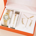 Diamond Rhinestone Watch Jewelry Set (4-Piece)