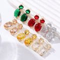 Oval Rhinestone Drop Earrings